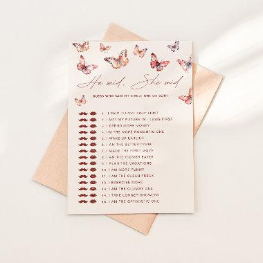 Guess Who Said It Boho Butterfly Bridal Shower Invitations