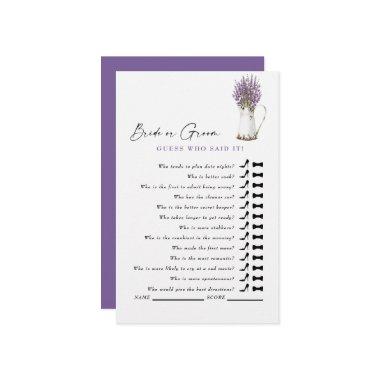 Guess Who Said It? Lavender Rustic