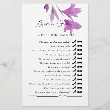 Guess Who Said It? Pink Wildflower Bridal Shower