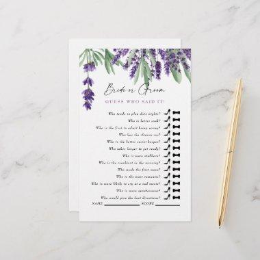 Guess Who Said It? Simple Lavender Bridal Shower