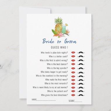 'Guess Who' Tropical drinks Bridal Shower game Invitations