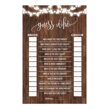 Guess Who Western Bridal Shower Game Invitations Flyer