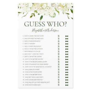 Guess Who White Hydrangeas  Game