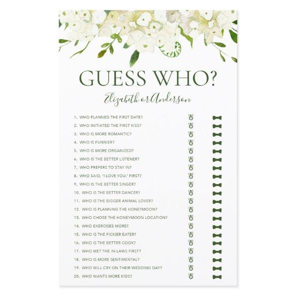 Guess Who White Hydrangeas  Game
