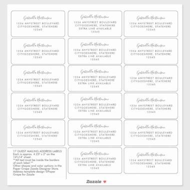 Guest Address Labels Simple Modern Calligraphy