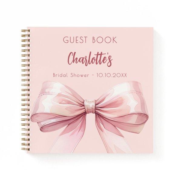 Guest book  blush pink bow