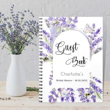 Guest book bridal shower lavender violet florals