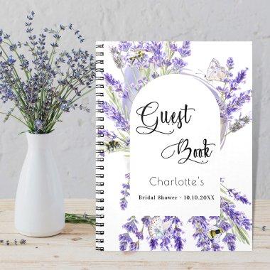 Guest book  lavender violet florals