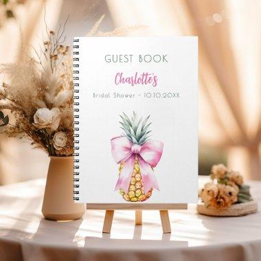 Guest book  pink bow pineapple