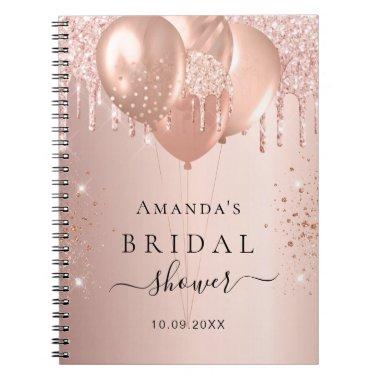 Guest book bridal shower rose gold blush glitter