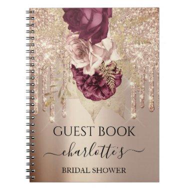 Guest Book  Rose Gold Marsala Drips
