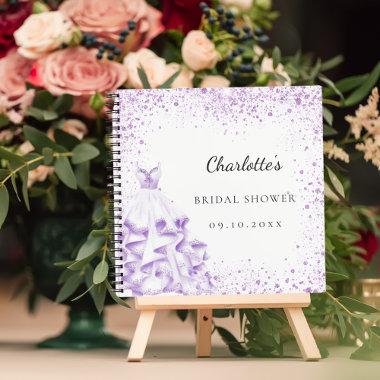 Guest book Bridal Shower violet dress glitter