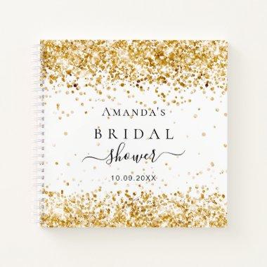Guest book bridal shower white gold glitter