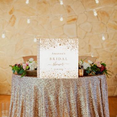 Guest book bridal shower white gold glitter name