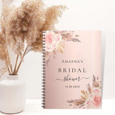 Guest book rose gold florals pampas