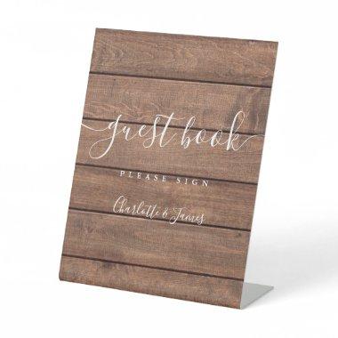 Guest Book Rustic Barn Wood Signature Script Pedestal Sign