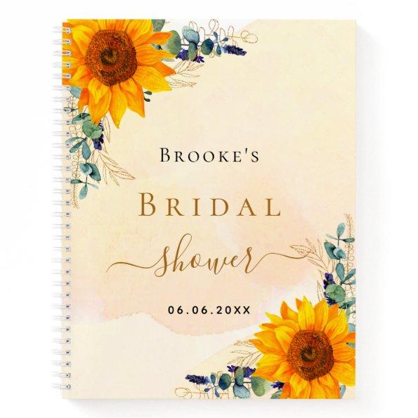 Guest book sunflowers eucalyptus bridal shower