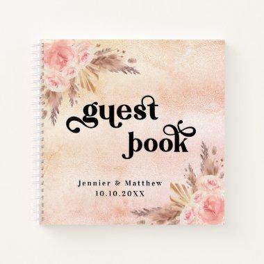 Guest book wedding pampas grass blush pink