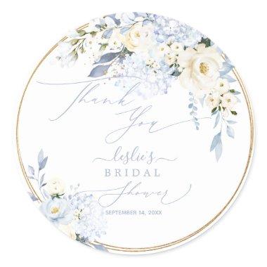 H2 Blue Hydrangea Cream Roses  Classic Round Sticker