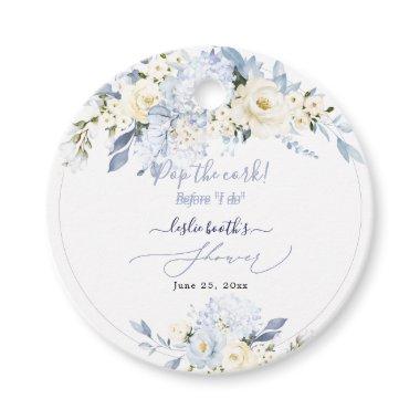 H2 Blue Hydrangea Cream Roses Bridal Shower Favor Tags