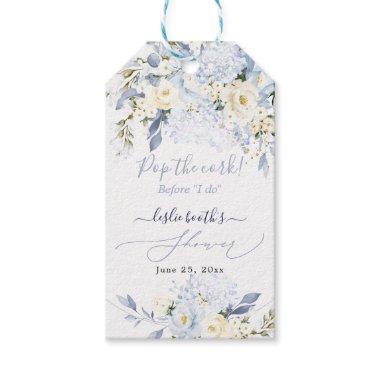 H2 Blue Hydrangea Cream Roses Bridal Shower Gift Tags