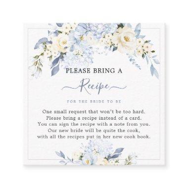 H2 Blue Hydrangea Cream Roses Recipe Request Enclosure Invitations