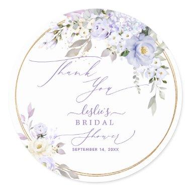 H2 Purple Hydrangea Cream Roses Bridal Shower Classic Round Sticker