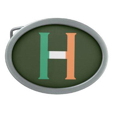 H Monogram overlaid on Irish Flag bbcn Belt Buckle