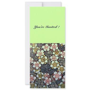 HAIKU/ BLACK WHITE YELLOW GREEN SPRING FLOWERS Invitations