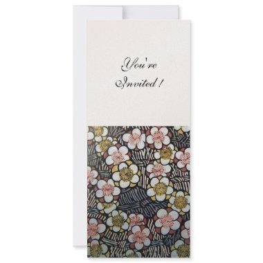 HAIKU/ BLACK WHITE YELLOW PINK SPRING FLOWERS Invitations