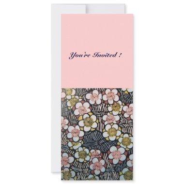 HAIKU/ BLACK WHITE YELLOW PINK SPRING FLOWERS Invitations