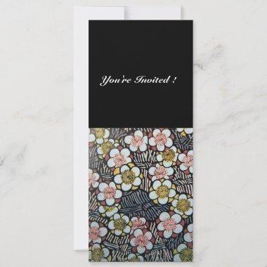 HAIKU/ BLACK WHITE YELLOW PINK SPRING FLOWERS Invitations