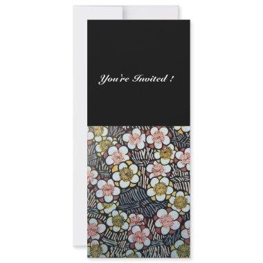 HAIKU/ BLACK WHITE YELLOW PINK SPRING FLOWERS Invitations