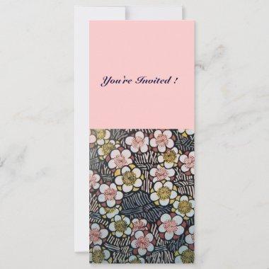 HAIKU/ BLACK WHITE YELLOW PINK SPRING FLOWERS Invitations