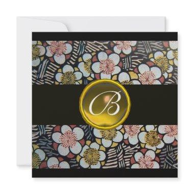 HAIKU/SPRING FLOWERS YELLOW TOPAZ MONOGRAM Invitations