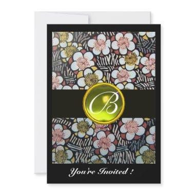 HAIKU/SPRING FLOWERS YELLOW TOPAZ MONOGRAM Invitations