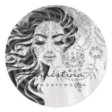 Hair Extension Hairdresser Makeup Eyelash Glitter Classic Round Sticker