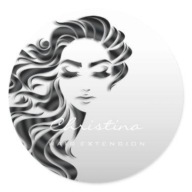 Hair Extension Stylist Makeup Eyelash Gray 16th Classic Round Sticker