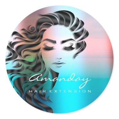 Hair Lashes Extension Stylist Makeup Artist Pink Classic Round Sticker