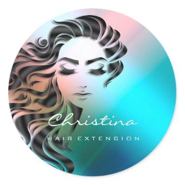 Hair Stylist Makeup Artist Glitter Eyelash Ombre Classic Round Sticker
