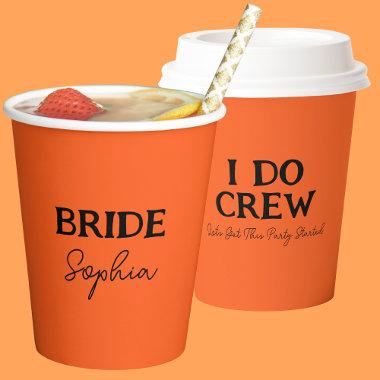 Halloween Bachelorette Party | Brides Name Orange Paper Cups