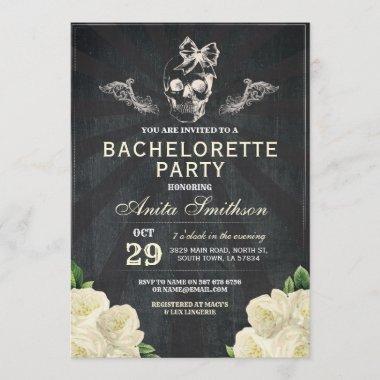 Halloween Bachelorette Party Roses Flowers Invite