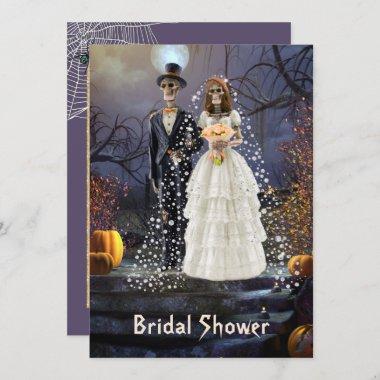 Halloween Bridal Shower Invitations with Skeletons