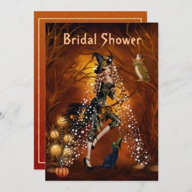 Halloween Bridal Shower Invitations with Witch