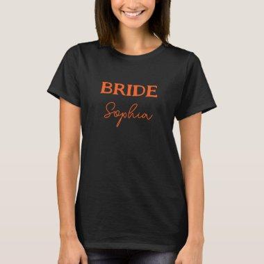 Halloween Bride I Do Crew Black And Orange Name T-Shirt