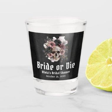 Halloween Floral Skull Bride or Die  Shot Glass
