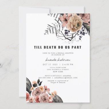 Halloween Gothic Pink Floral Bridal Shower Invitations
