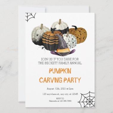 Halloween Pumkine Carving Party Invitations
