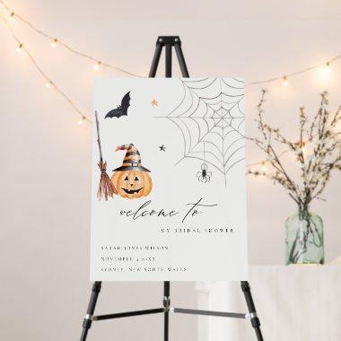 Halloween Pumpkin Spiderweb Bridal Shower Welcome Foam Board