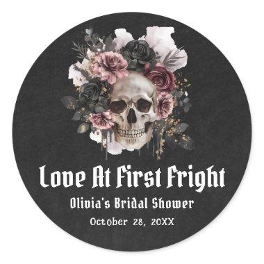 Halloween Skull Love At First Fright  Classic Round Sticker